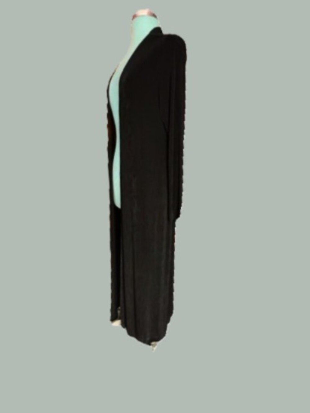 Chico’s Travelers Black Long Open-Front Duster Cardigan | Size 2 - Picture 3 of 6